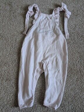 Carter's Pale Pink Knit Baby Overalls with Ruffle Straps